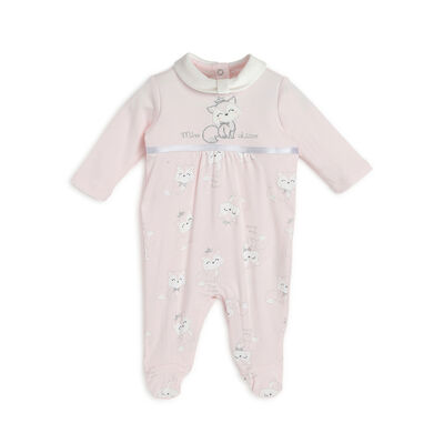 Girls Light Pink Printed Leg Opening Babysuit